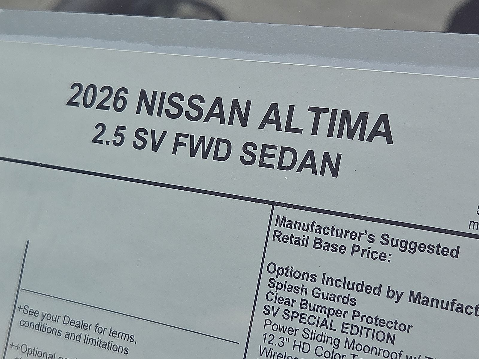 2026 Nissan Altima SV Special Edition