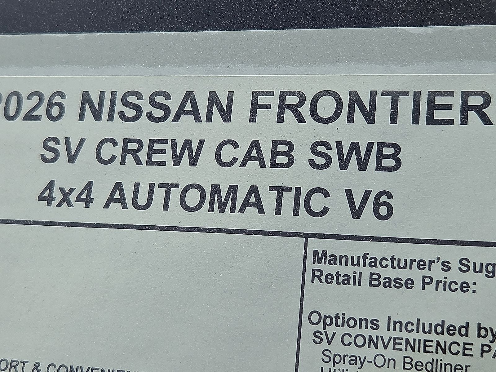 2026 Nissan Frontier Crew Cab SV