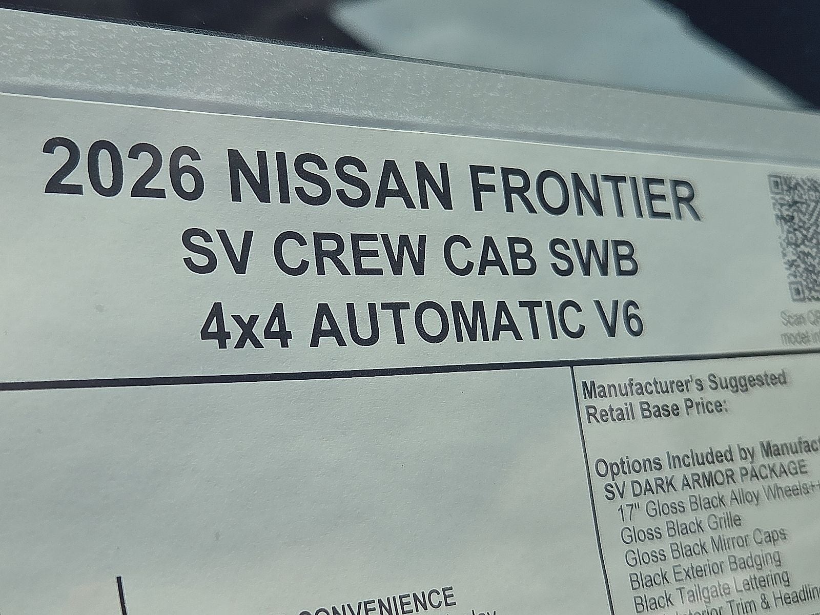 2026 Nissan Frontier Crew Cab SV