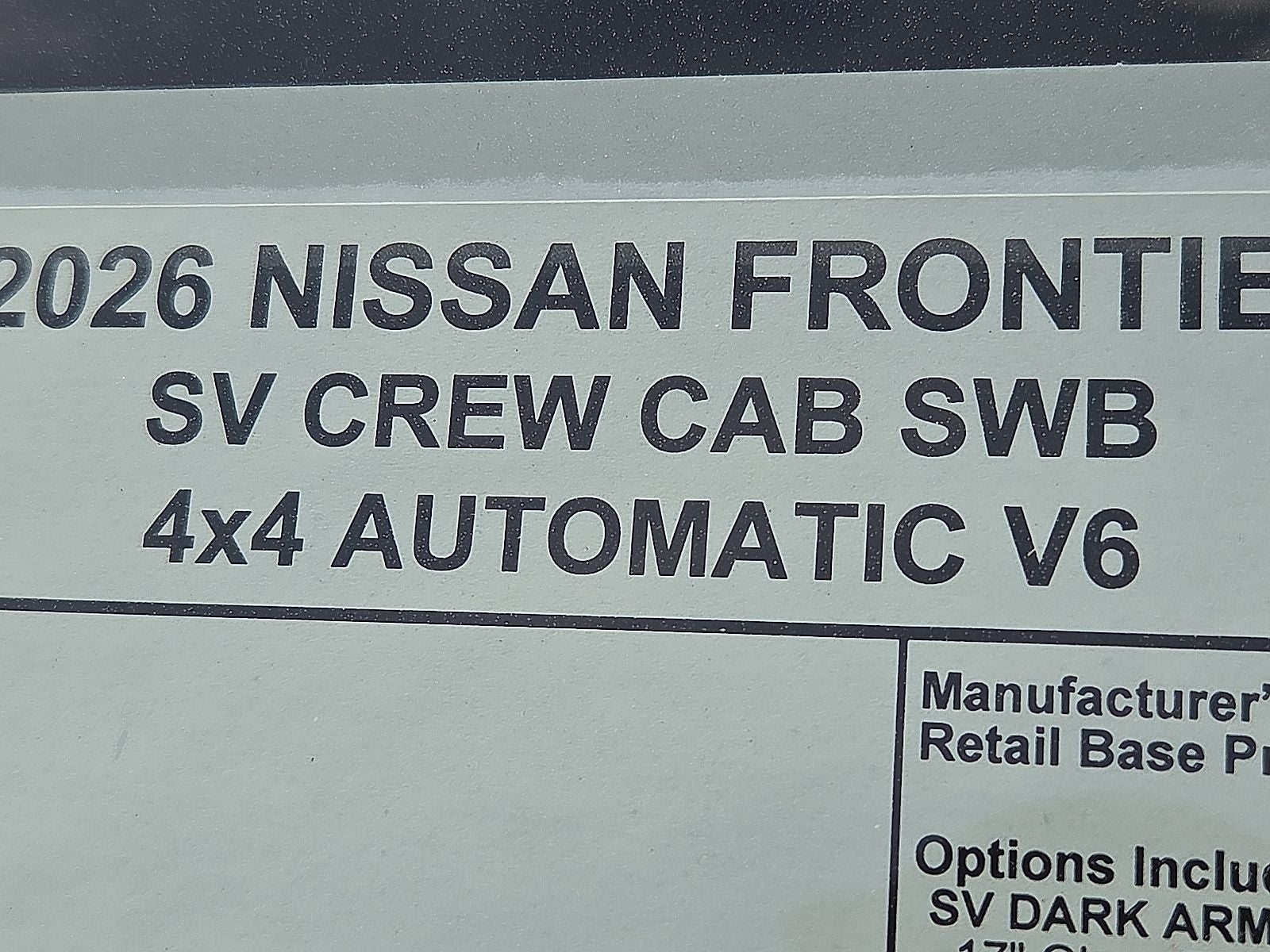 2026 Nissan Frontier Crew Cab SV