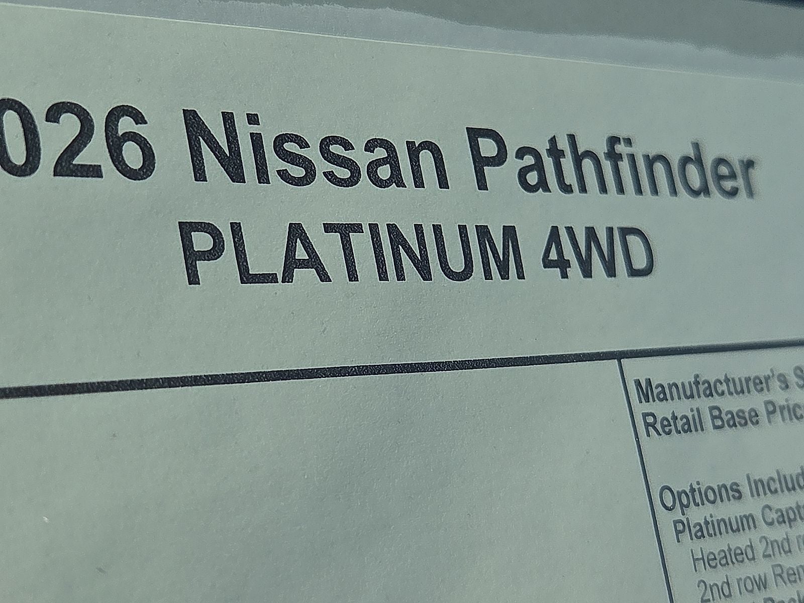 2026 Nissan Pathfinder Platinum